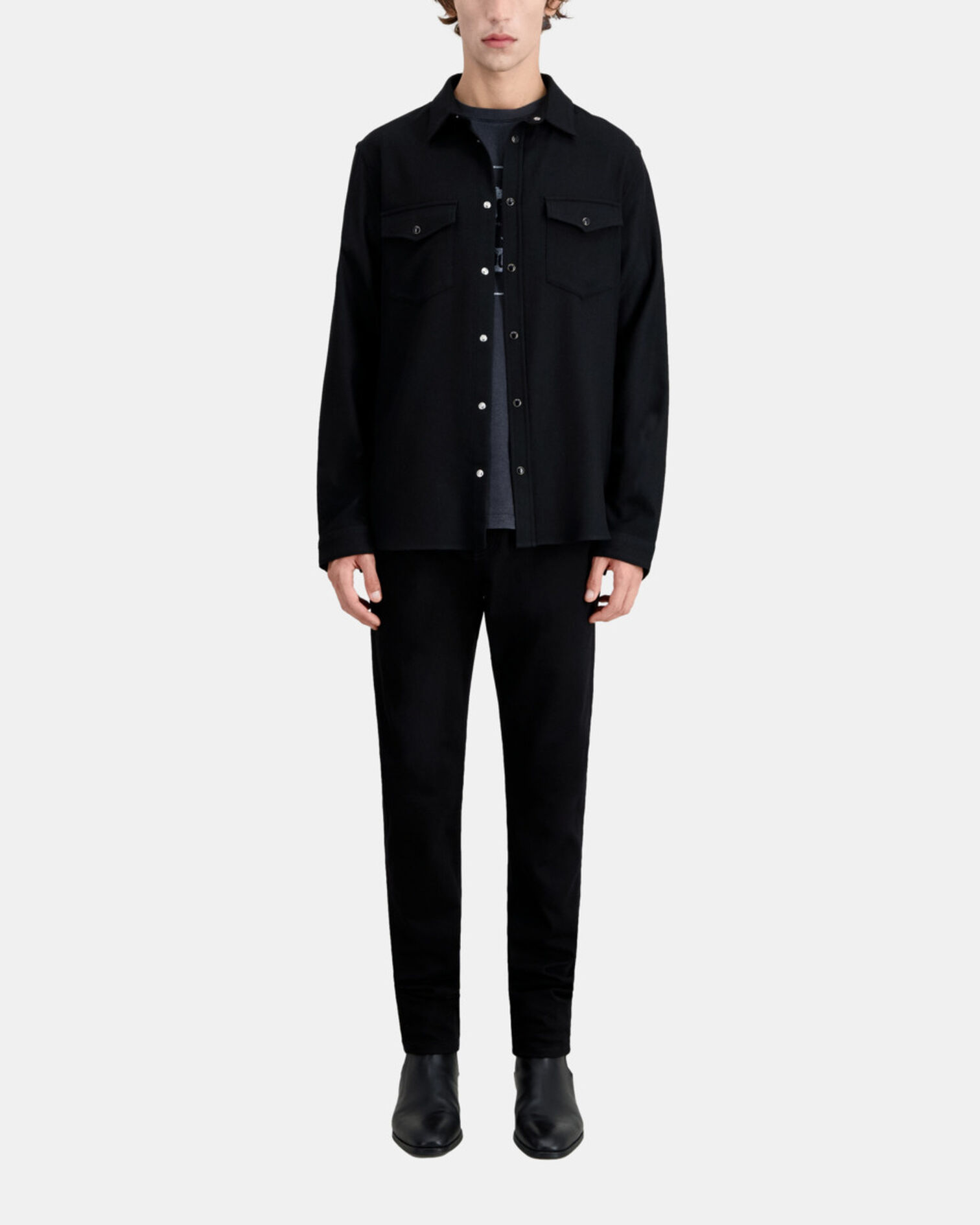 Black flannel shirt, BLACK, hi-res image number null