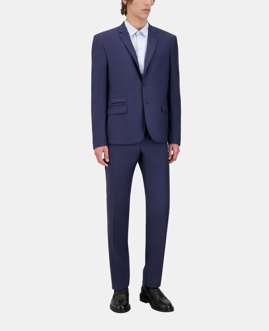 The Kooples H NAVY navy blue micro-check wool suit jacket