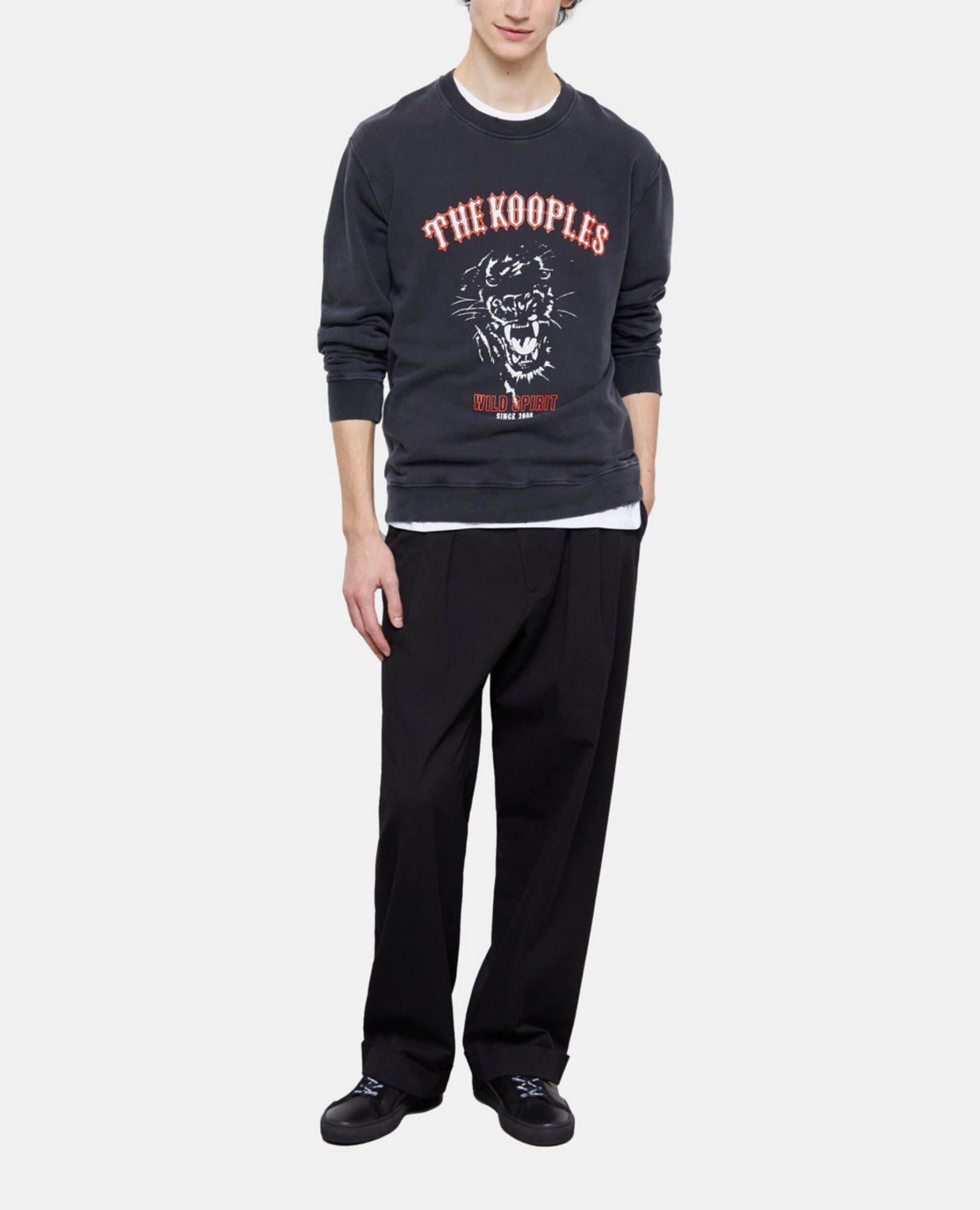 Sweatshirt sérigraphié noir, BLACK WASHED, hi-res image number null
