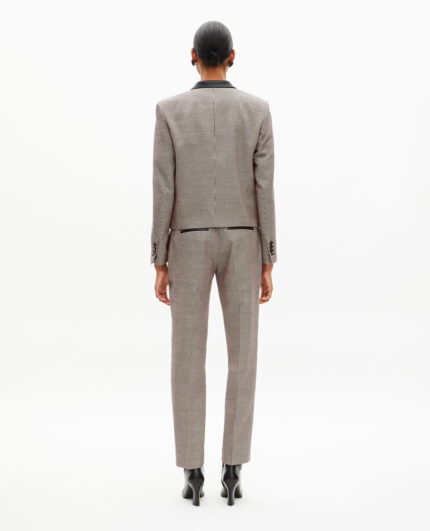 The Kooples F BLACK GREY short black and white houndstooth tailored jacket