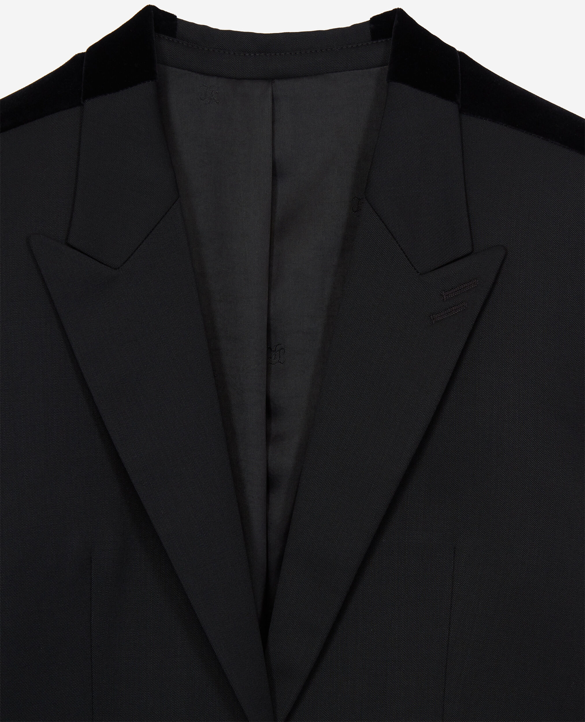 Chaqueta de traje negra con pasamano de terciopelo, BLACK, hi-res image number null