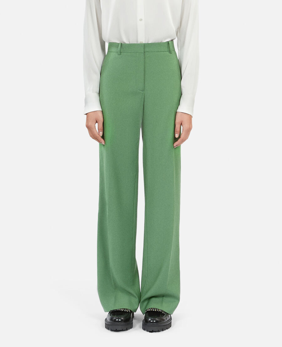 green wool suit trousers