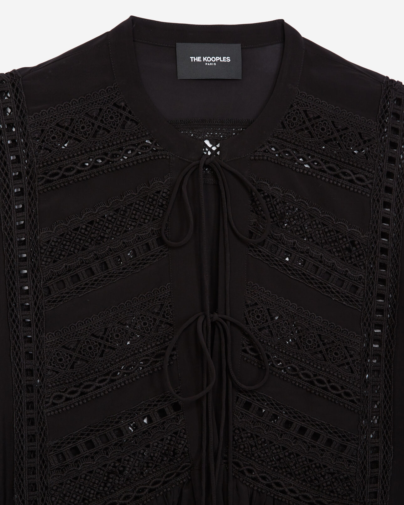 The Kooples WOMEN BLACK flowing black top with frill and lace