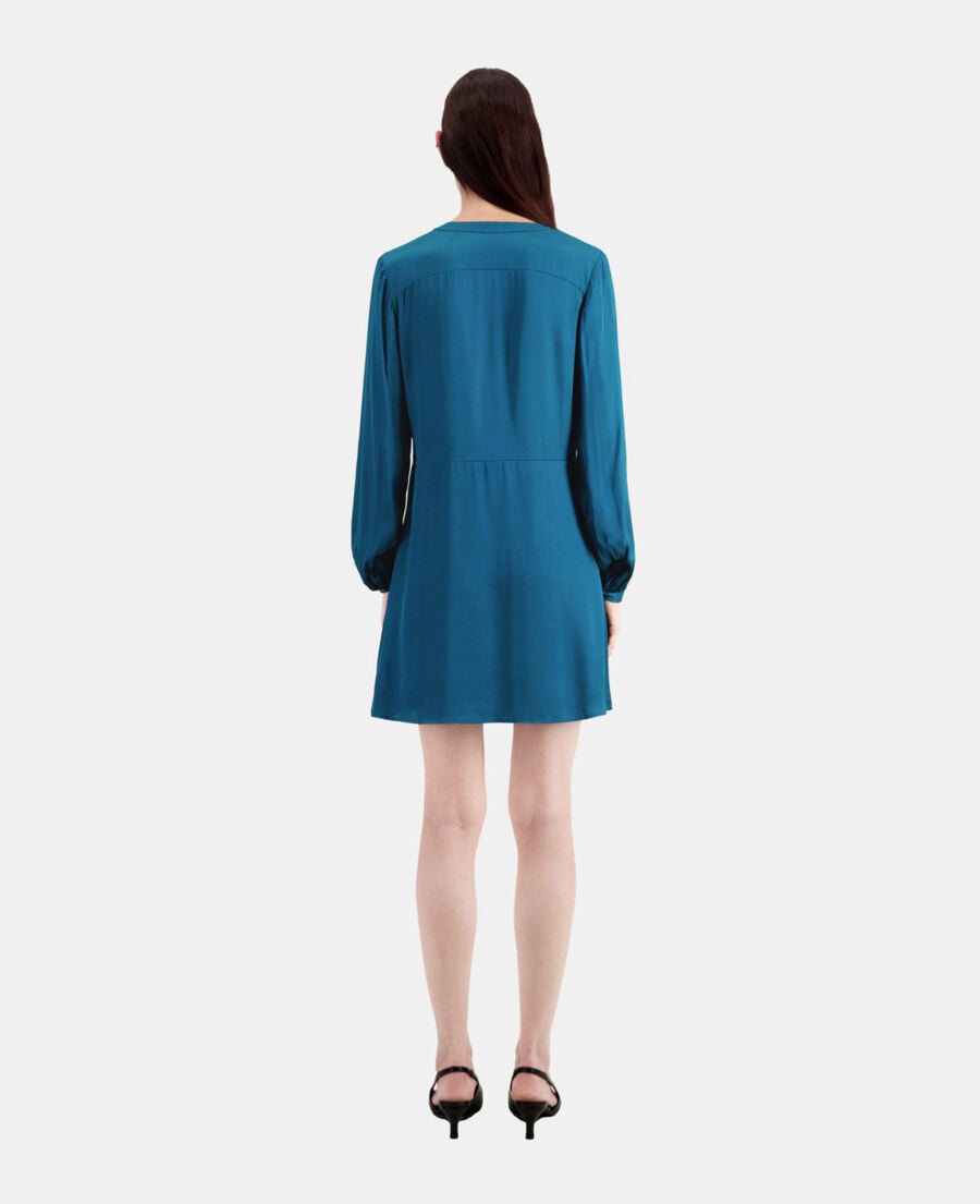 The Kooples WOMEN MEDIUM BLUE short blue dress with pleating