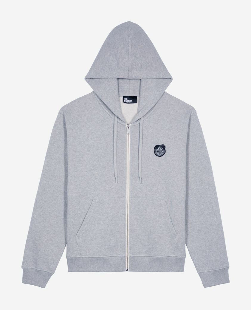 The Kooples MEN GREY MELANGE grey blazon hoodie
