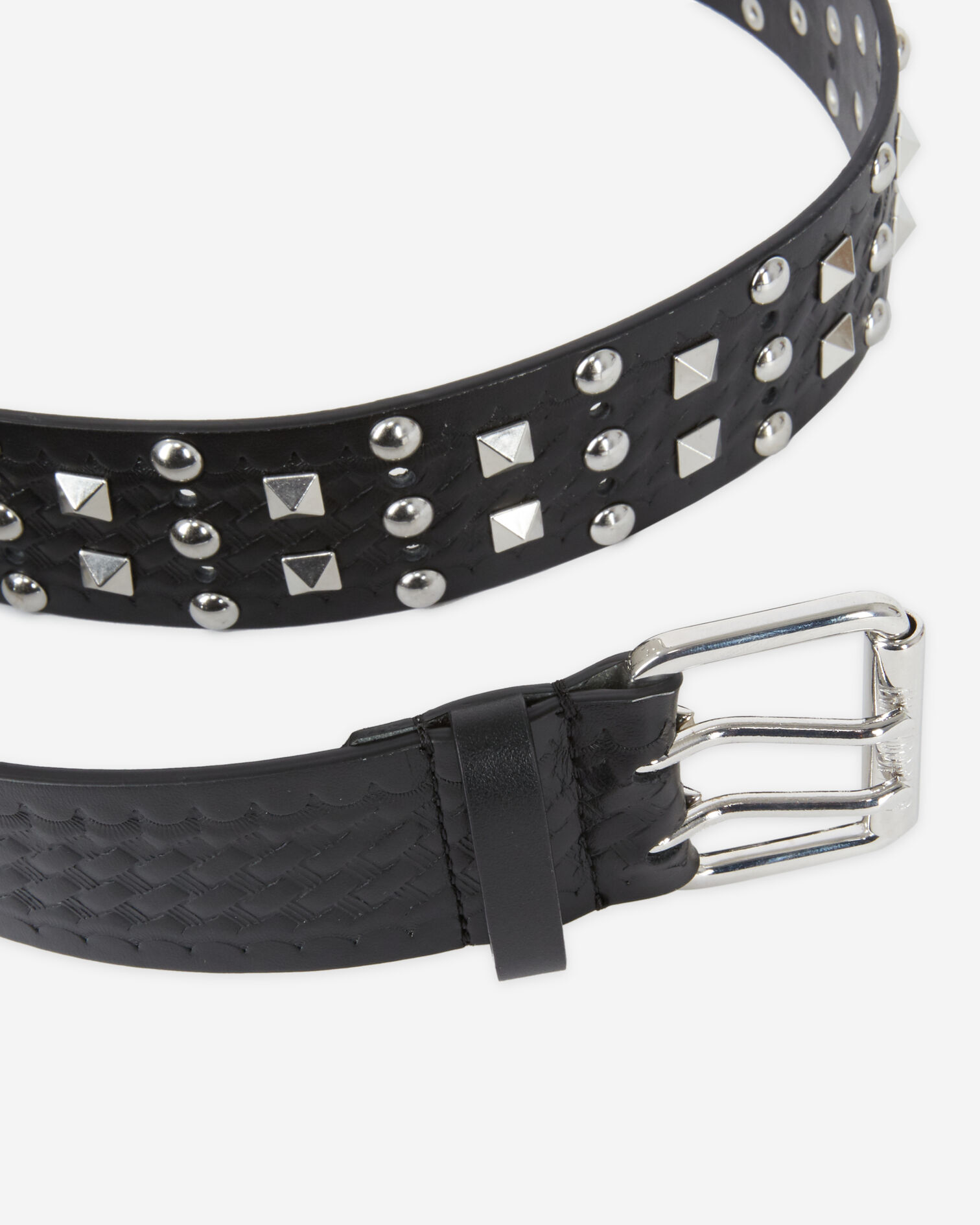 Ceinture en cuir à motif noir, BLACK, hi-res image number null