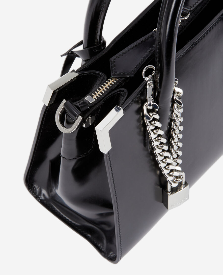 medium ming bag in black patent leather