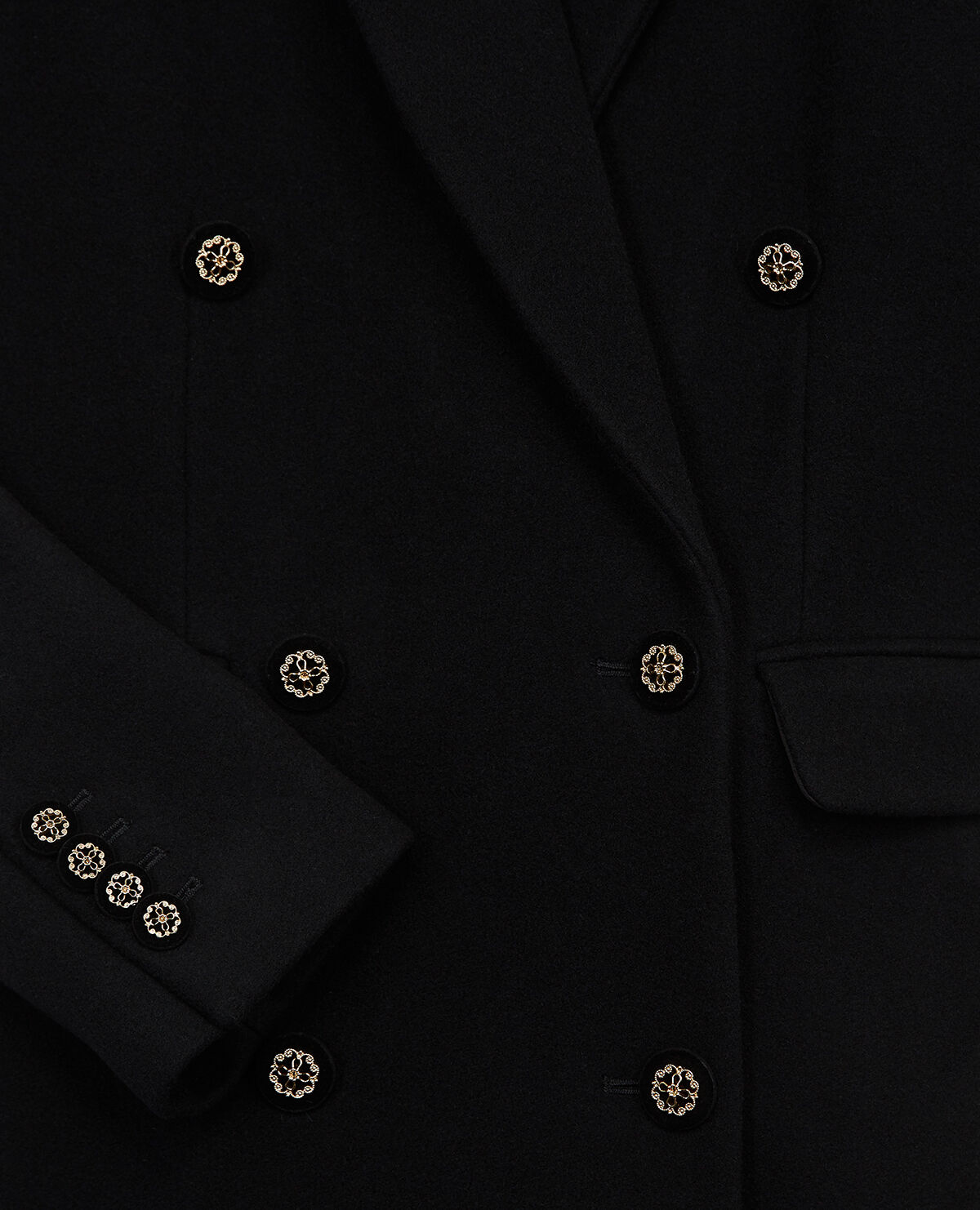 Double breasted long black wool coat The Kooples