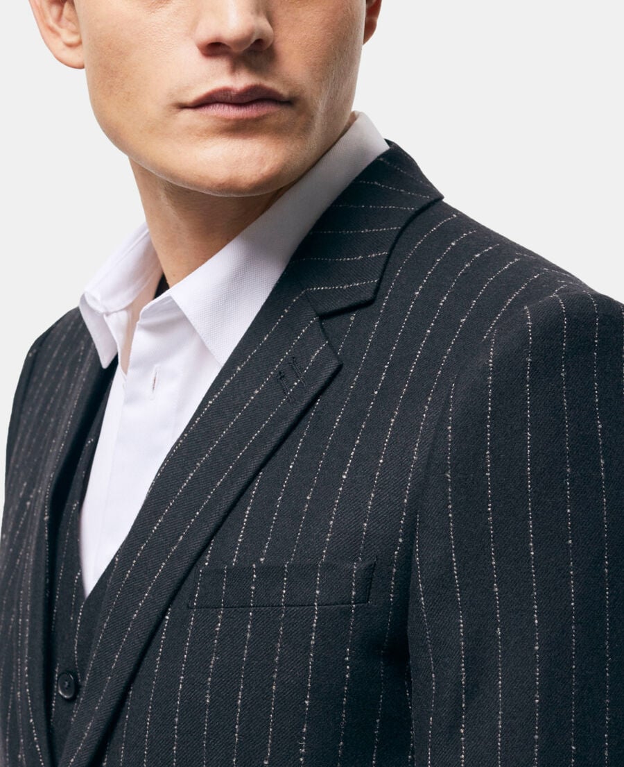 The Kooples H BLACK WHITE striped suit jacket