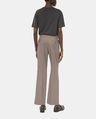 The Kooples FEMME BEIGE-BROWN pantalon tailleur droit pied de poule beige