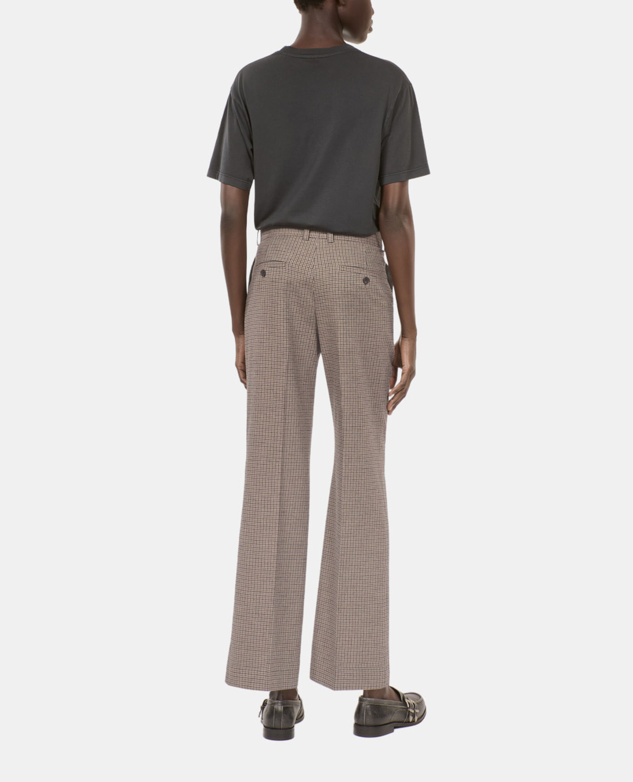 Pantalon tailleur droit pied de poule beige, BEIGE-BROWN, hi-res image number null