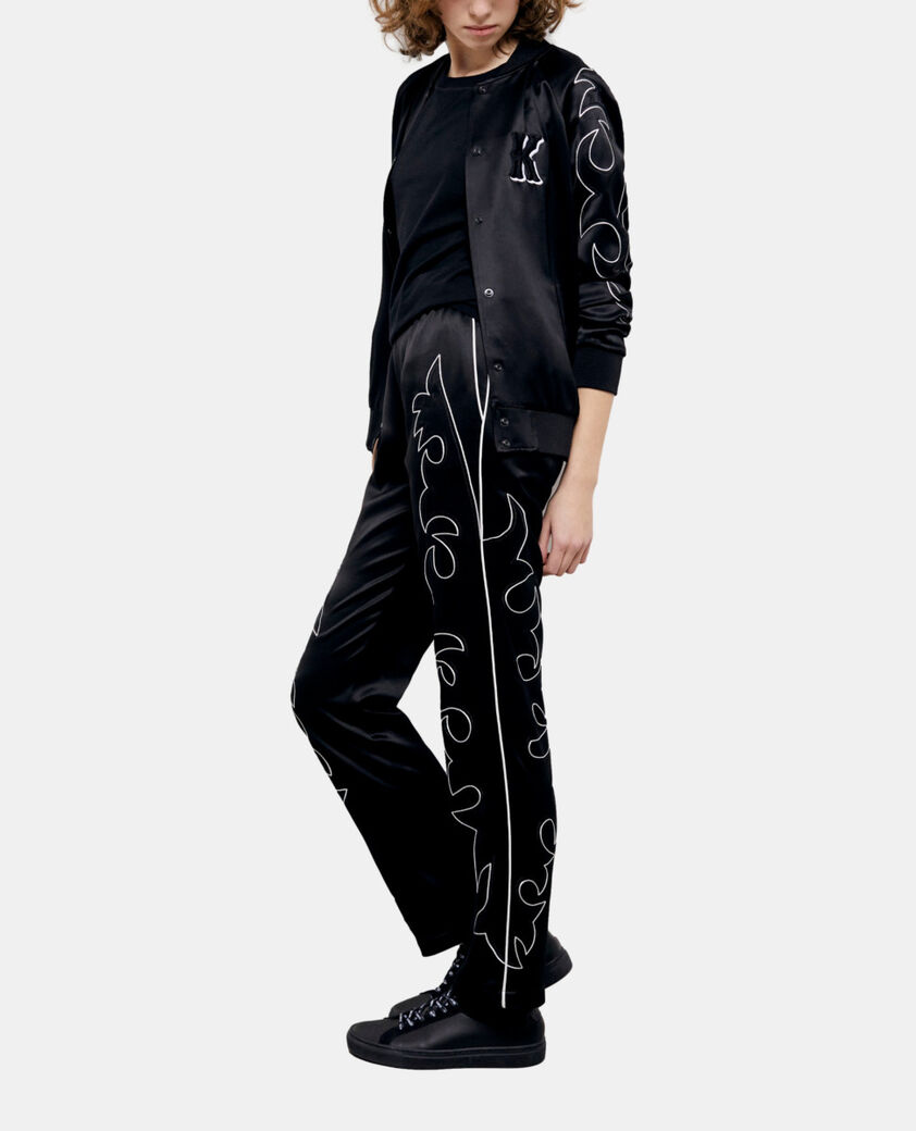 The Kooples WOMEN BLACK black pants with western-style embroidery