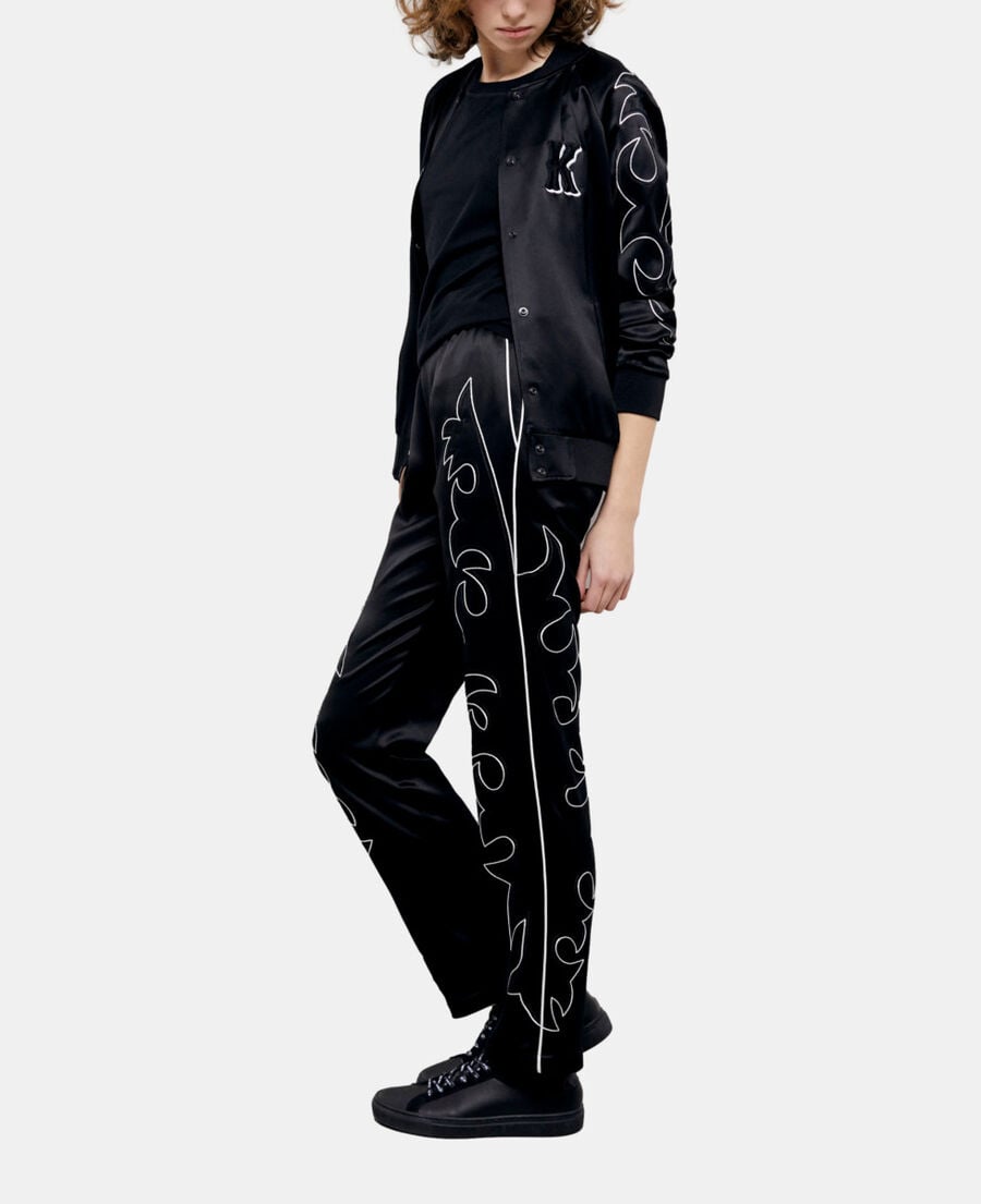 The Kooples WOMEN BLACK black pants with western-style embroidery