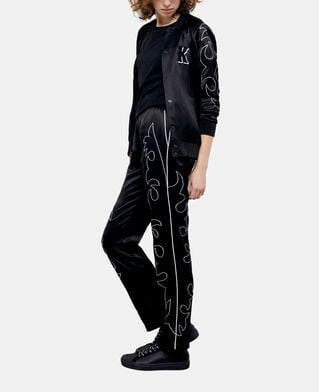 The Kooples WOMEN BLACK black pants with western-style embroidery