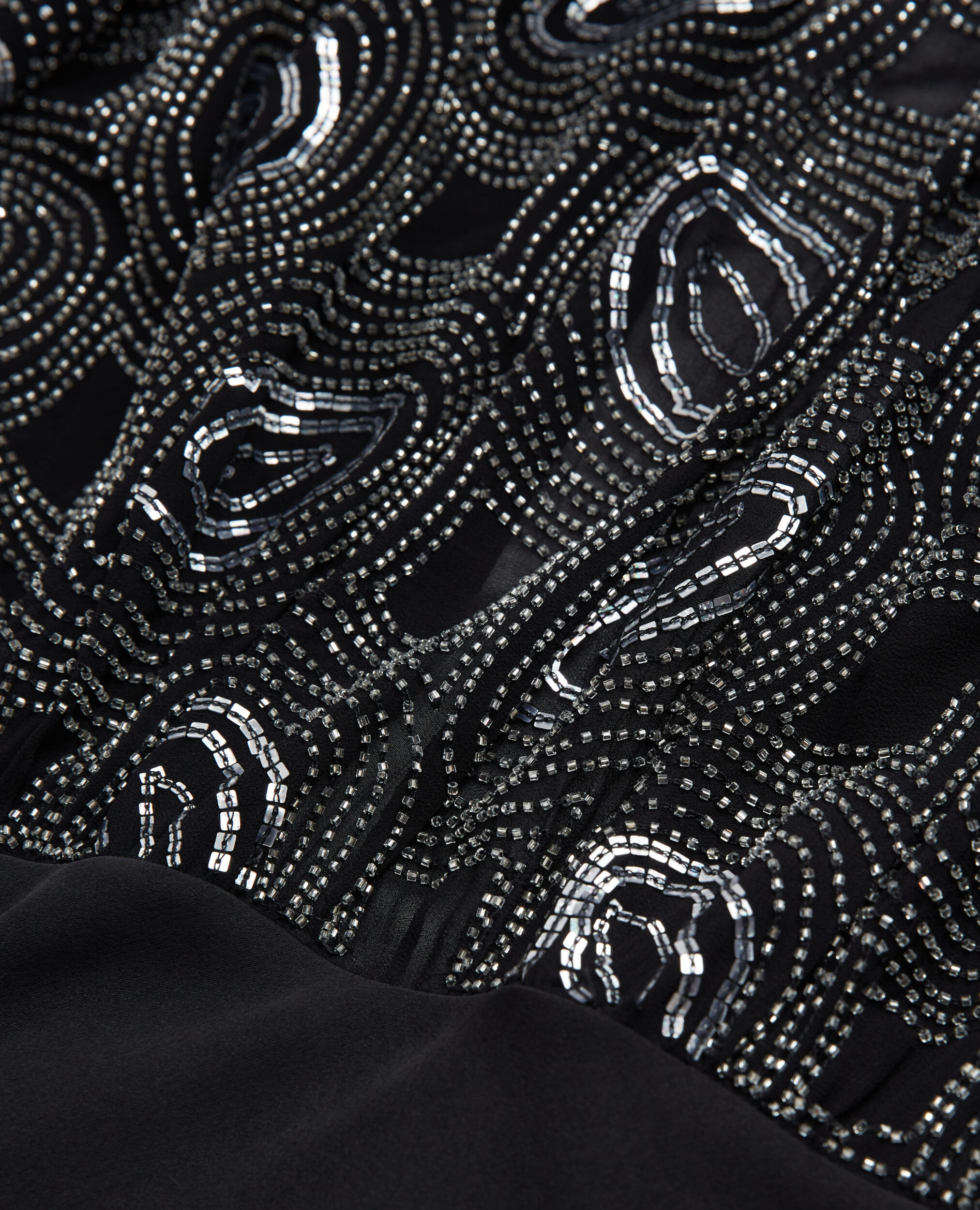 Robe longue noire à perles argentées, BLACK, hi-res image number null