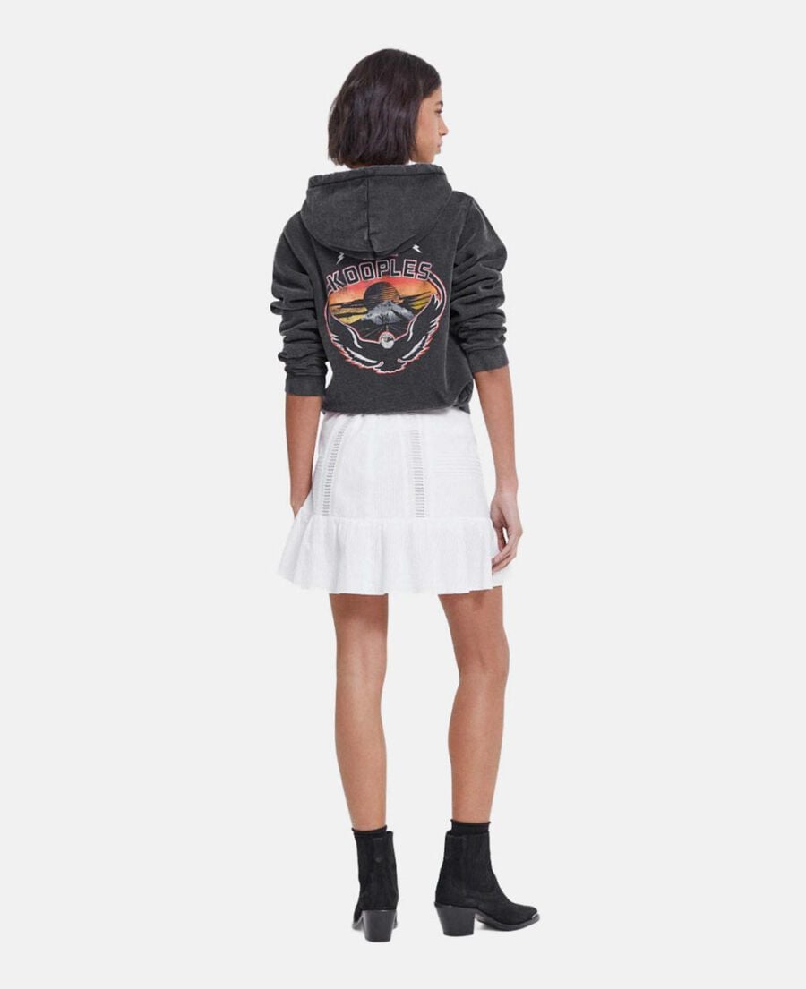 The Kooples FEMME OFF WHITE jupe courte &eacute;crue coton broderie anglaise