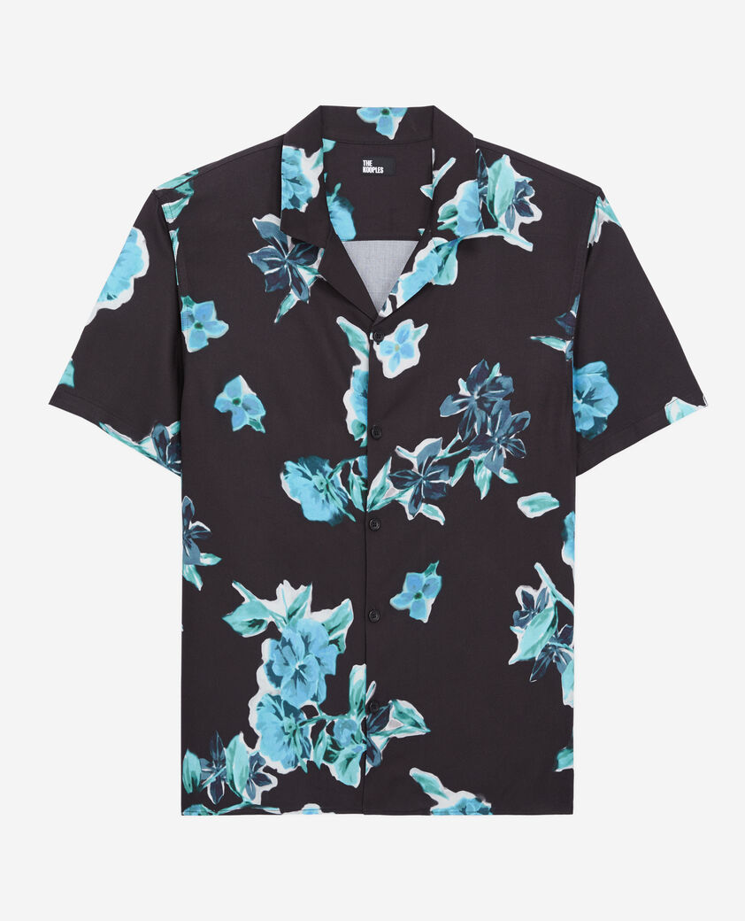 The Kooples MEN BLACK BLUE printed short sleeved shirt