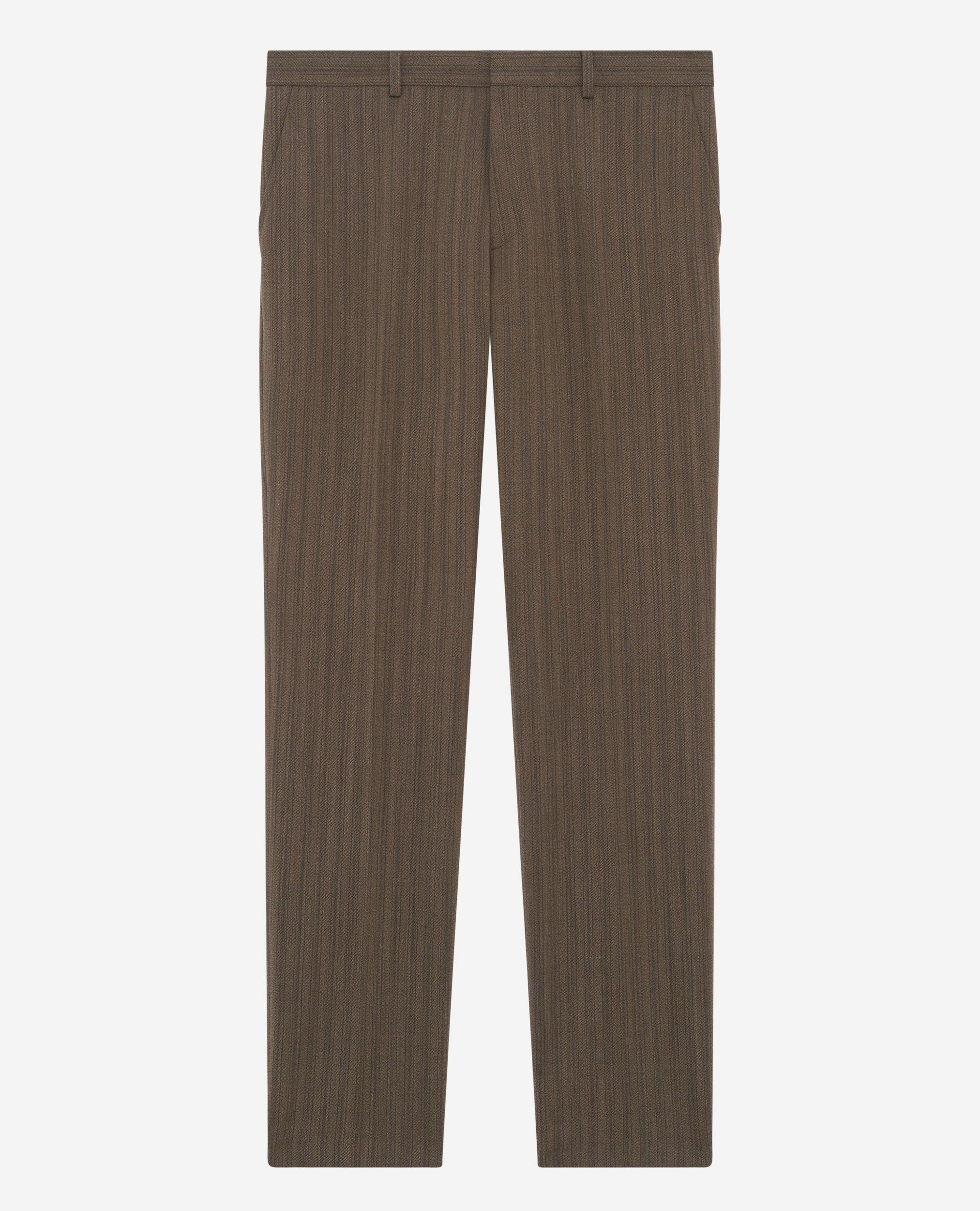 Straight brown pinstripe suit pants, LIGHT BROWN, hi-res image number null