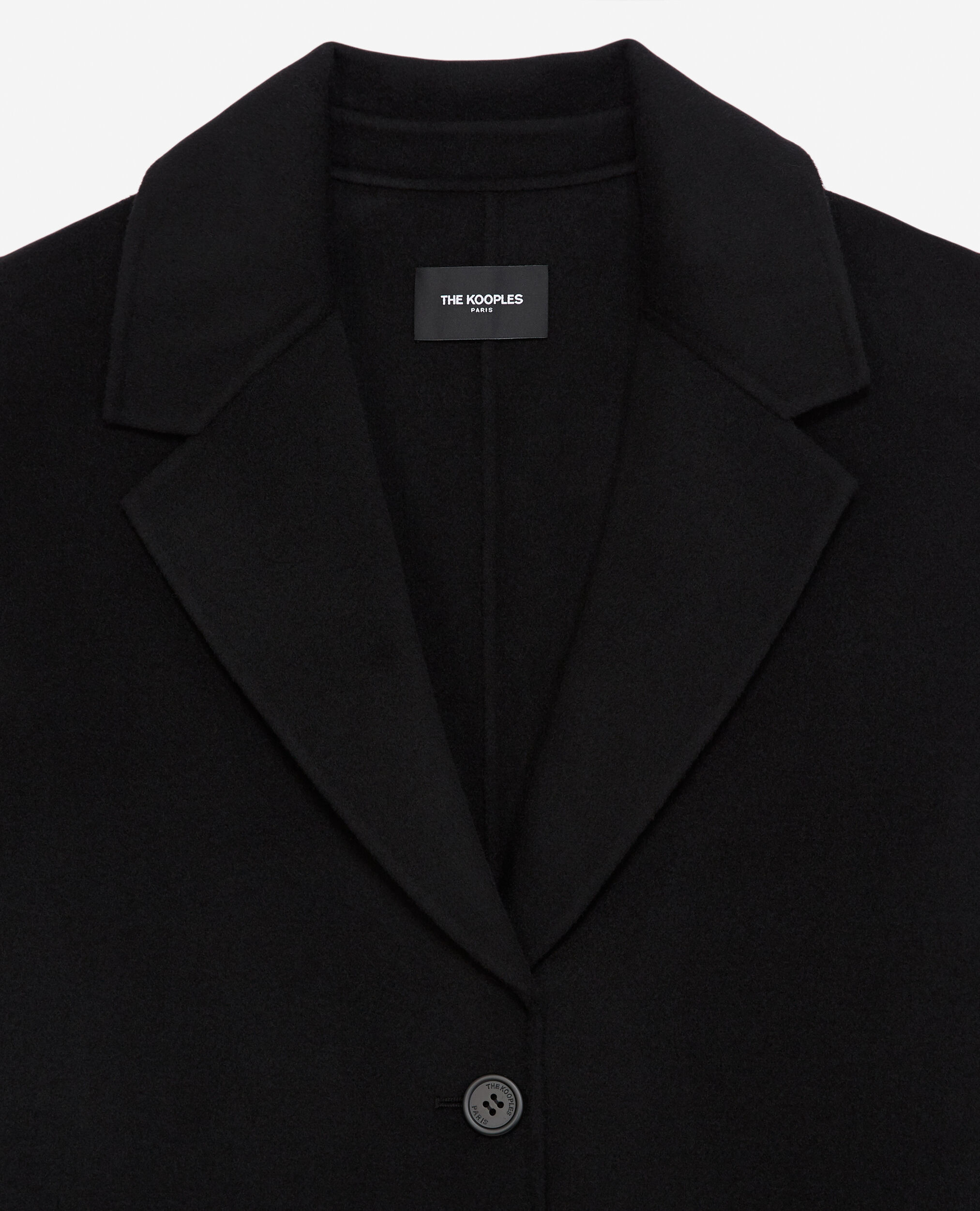 Manteau laine double face noir boutonné, BLACK, hi-res image number null