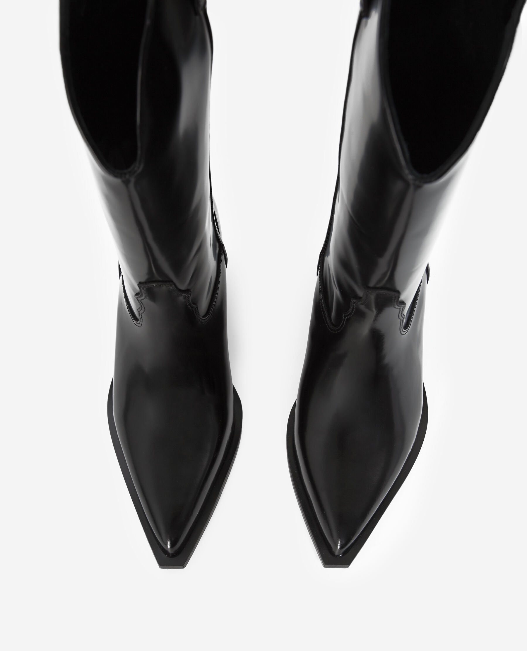 Heeled western glossy leather ankle boots The Kooples