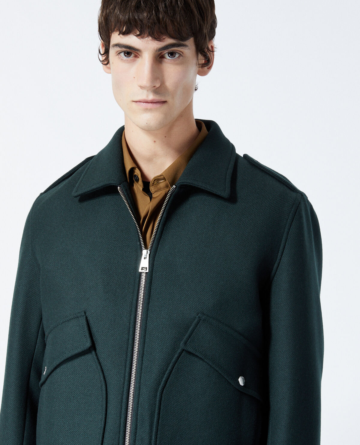 Green wool jacket mens sale