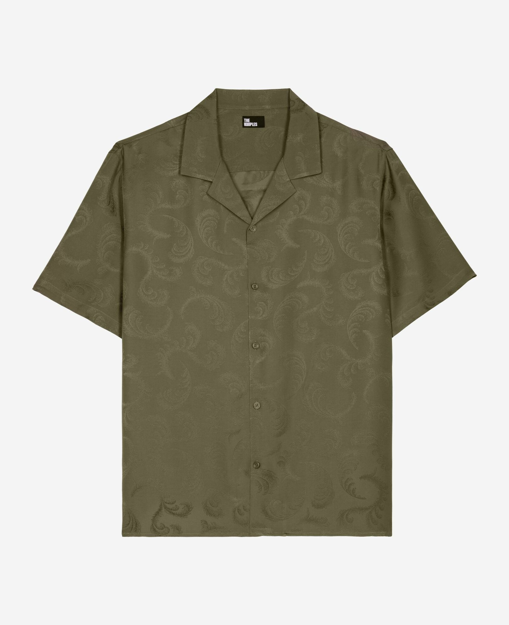 The Kooples MEN OLIVE KAKI short-sleeved khaki jacquard shirt