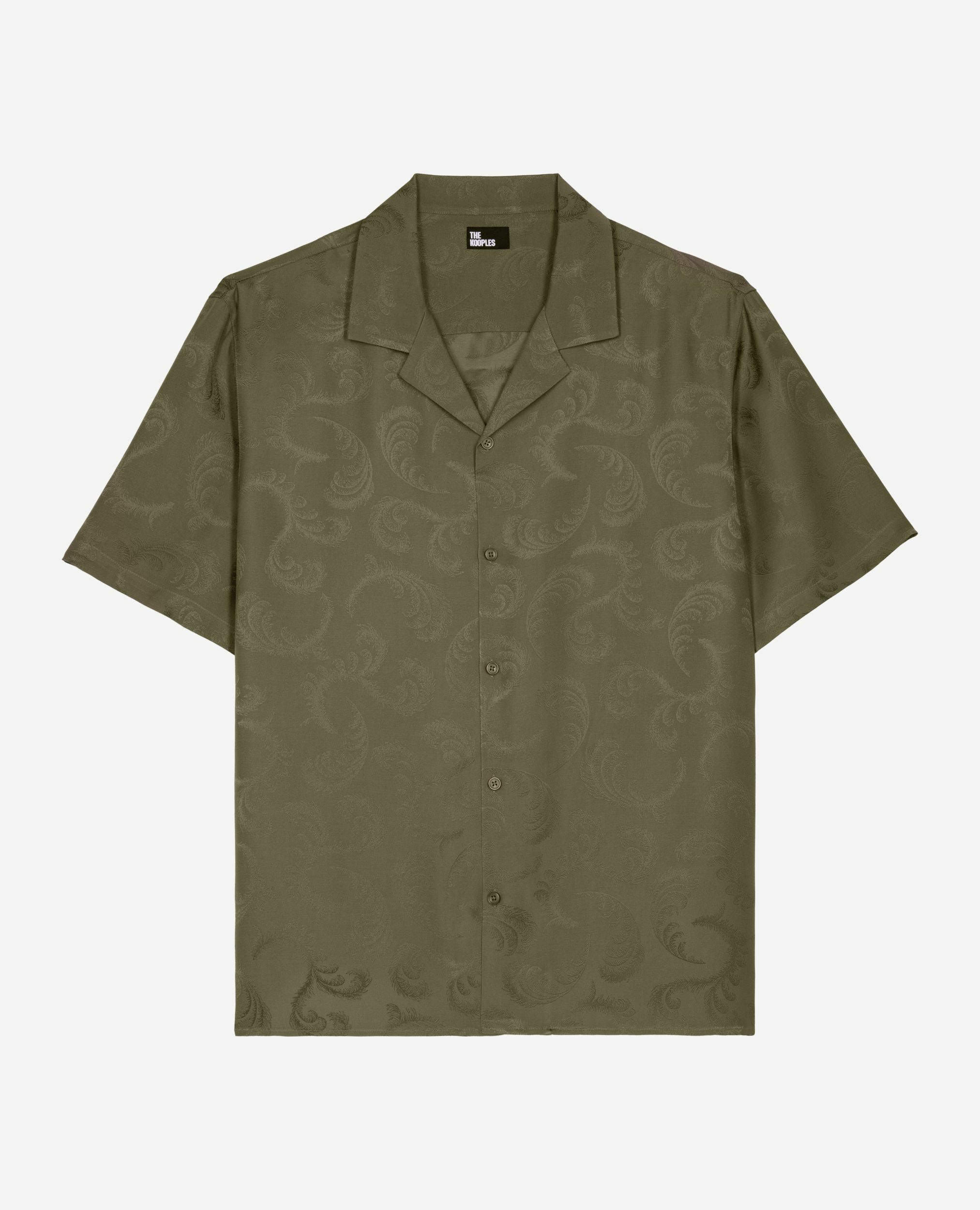 Short-sleeved khaki jacquard shirt, OLIVE KAKI, hi-res image number null