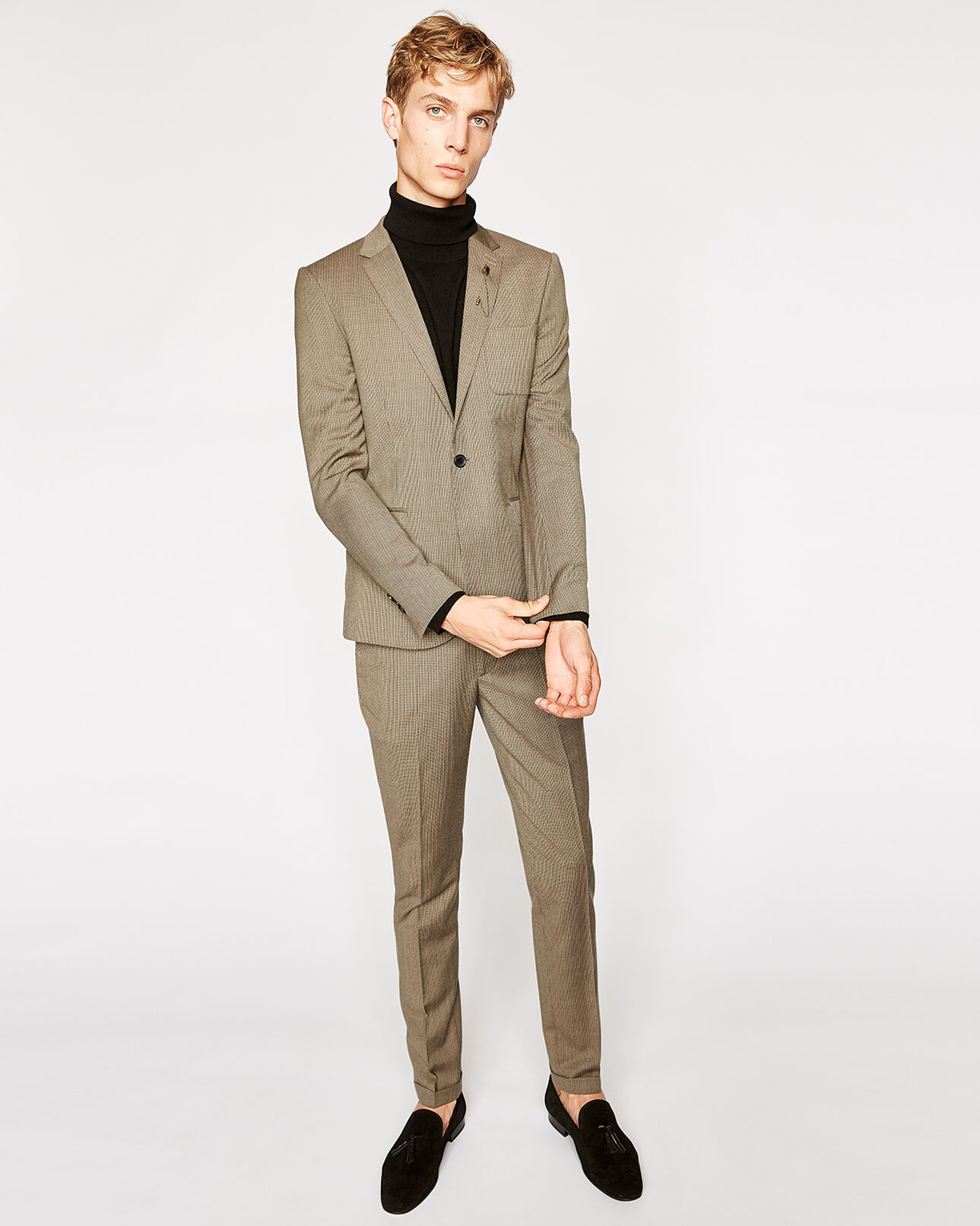 The Kooples MEN CAMEL / BROWN houndstooth wool suit jacket