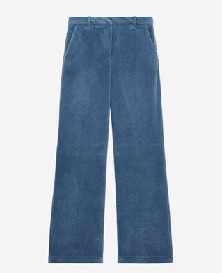 The Kooples FEMME BLUE PETROL pantalon bleu en velours côtelé