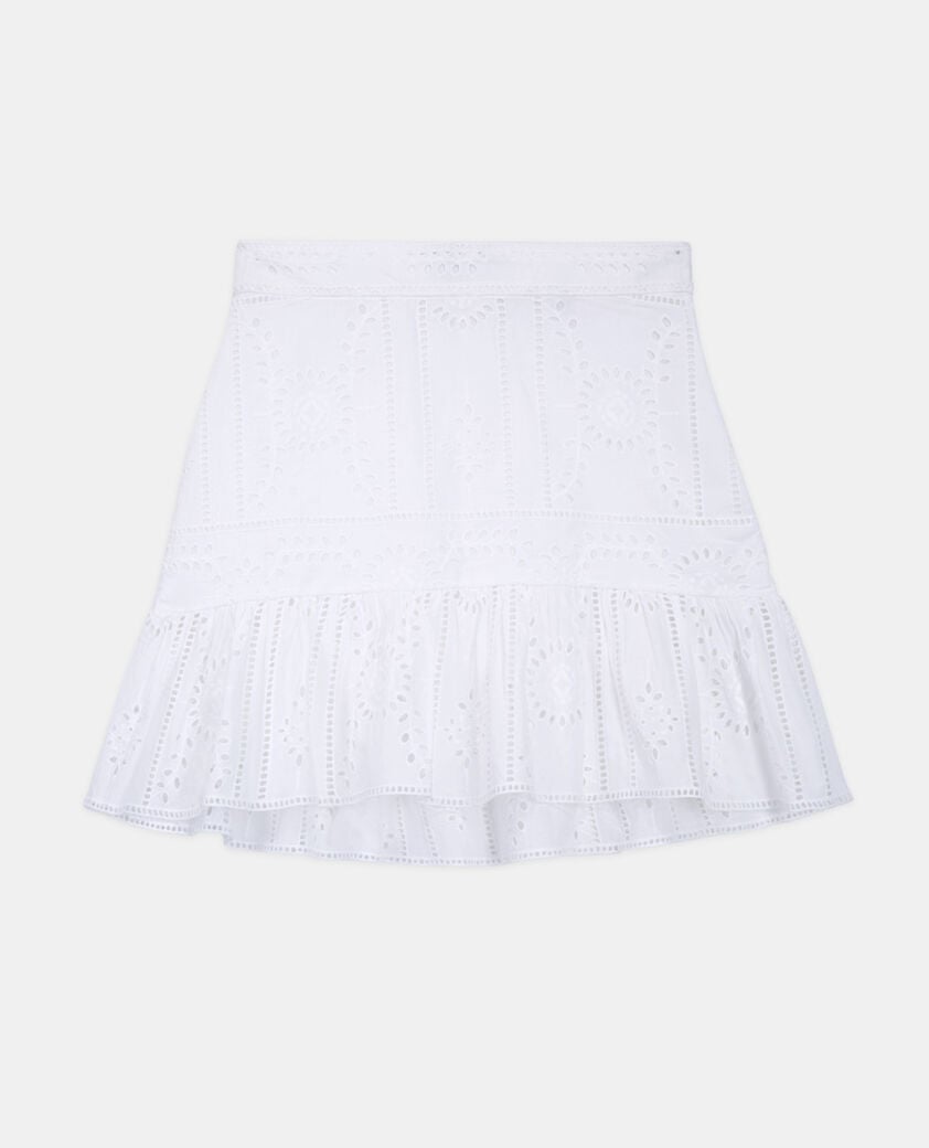 The Kooples WOMEN WHITE short white cotton formal skirt w/ embroidery