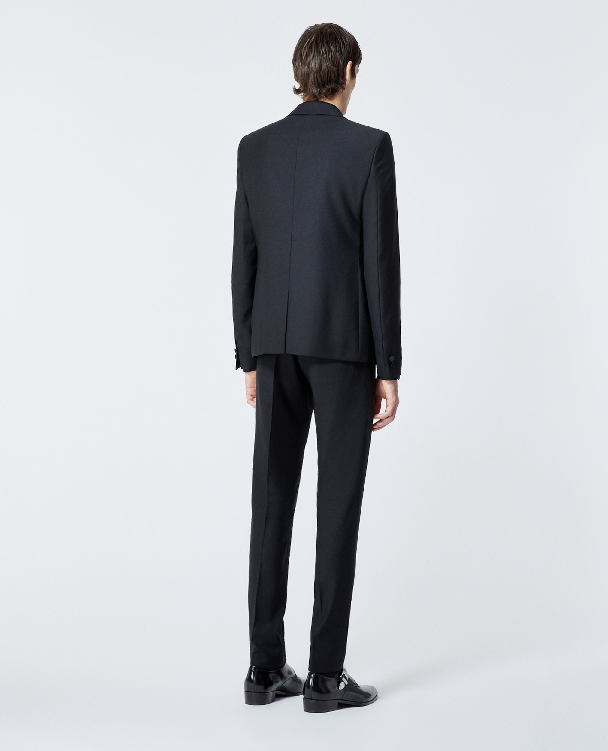 Fitted black tuxedo jacket in wool, BLACK, hi-res image number null