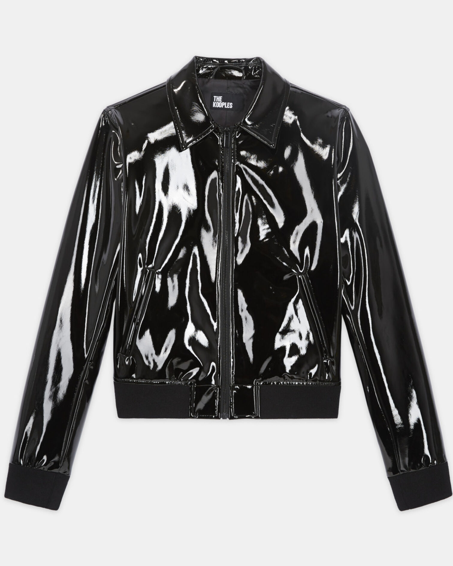 Blouson court vinyle noir, BLACK, hi-res image number null