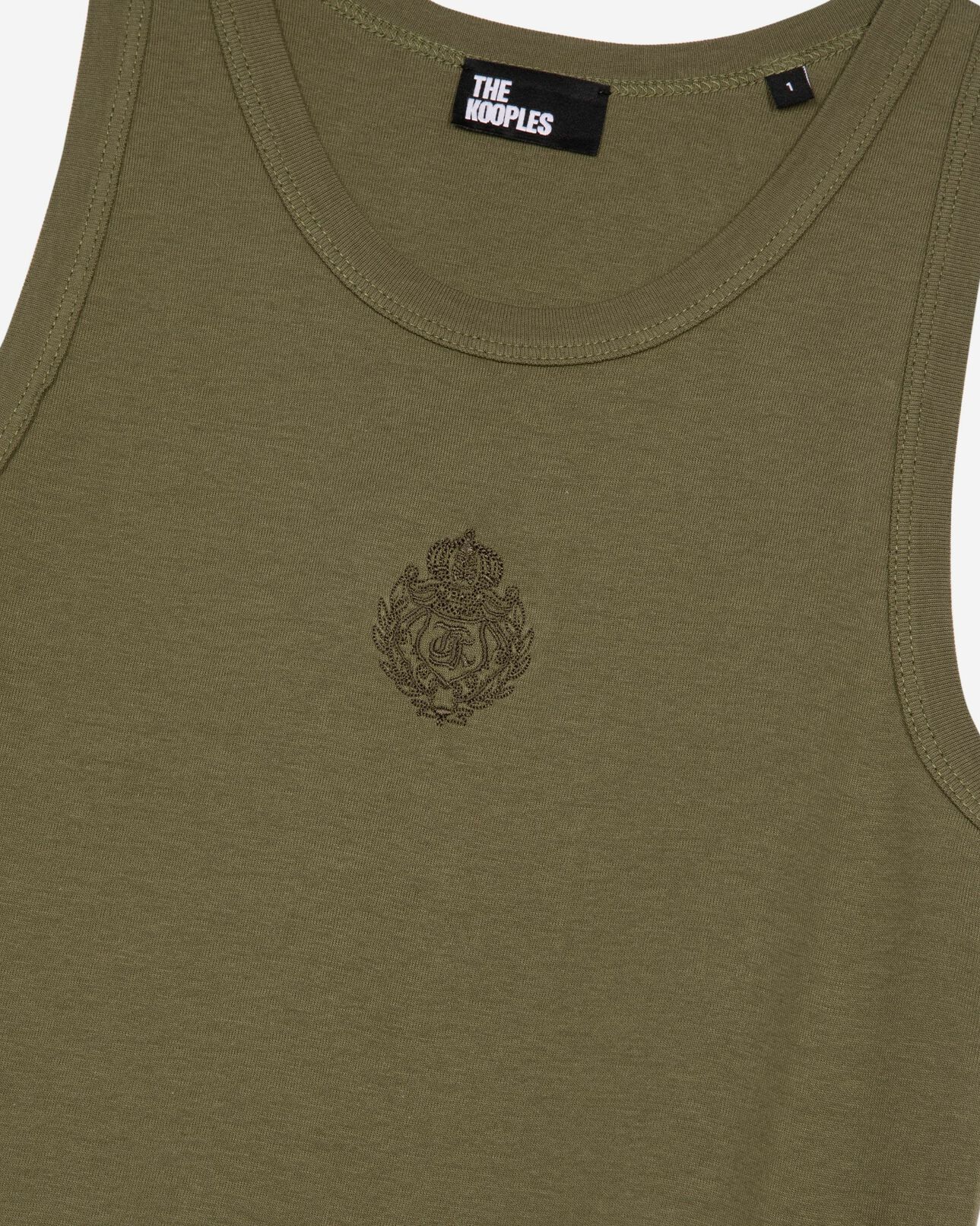 The Kooples DAMEN KAKI tanktop mit khakifarbenem wappen