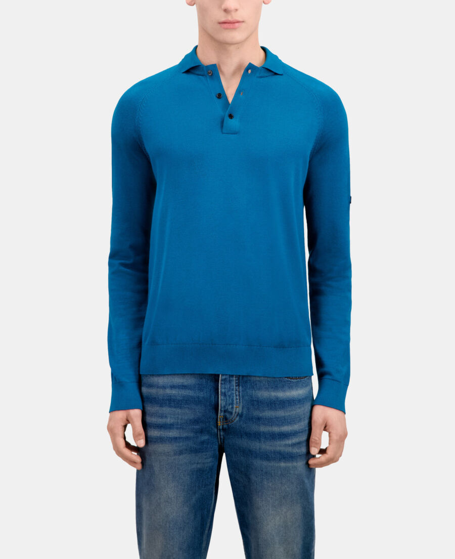 polo bleu en maille