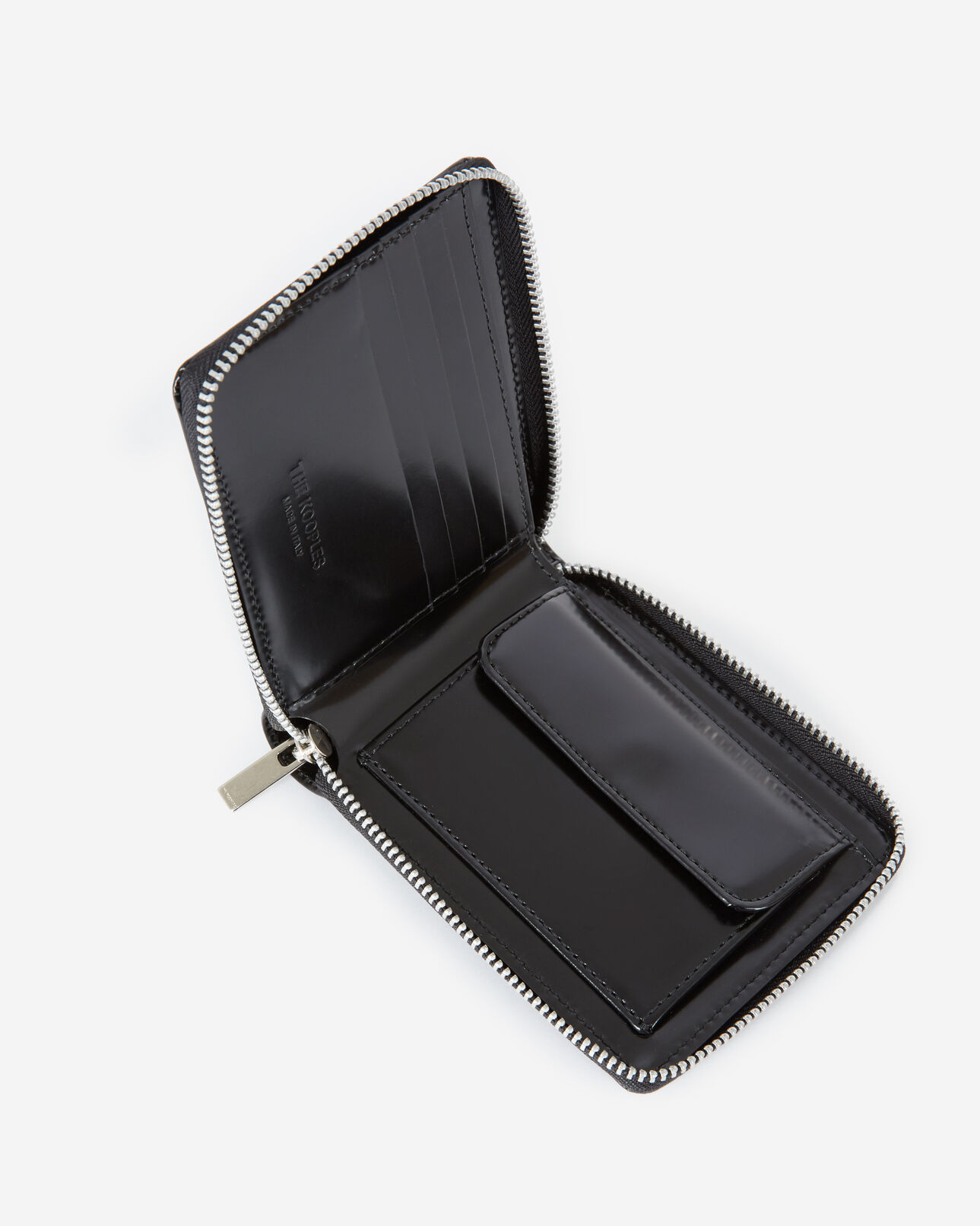 The Kooples WOMEN BLACK black leather wallet with silver zip