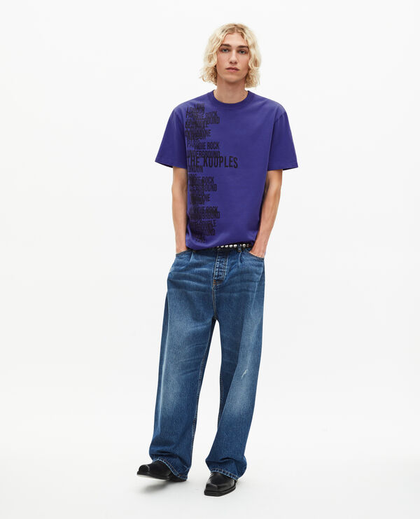 The Kooples HOMME ELECTRIC BLUE t-shirt avec sérigraphie violet