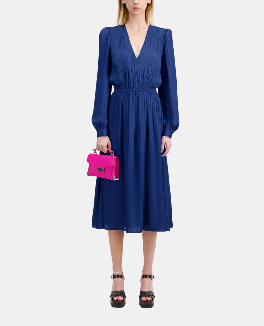 The Kooples FEMME ROYAL BLUE robe longue plissée bleue