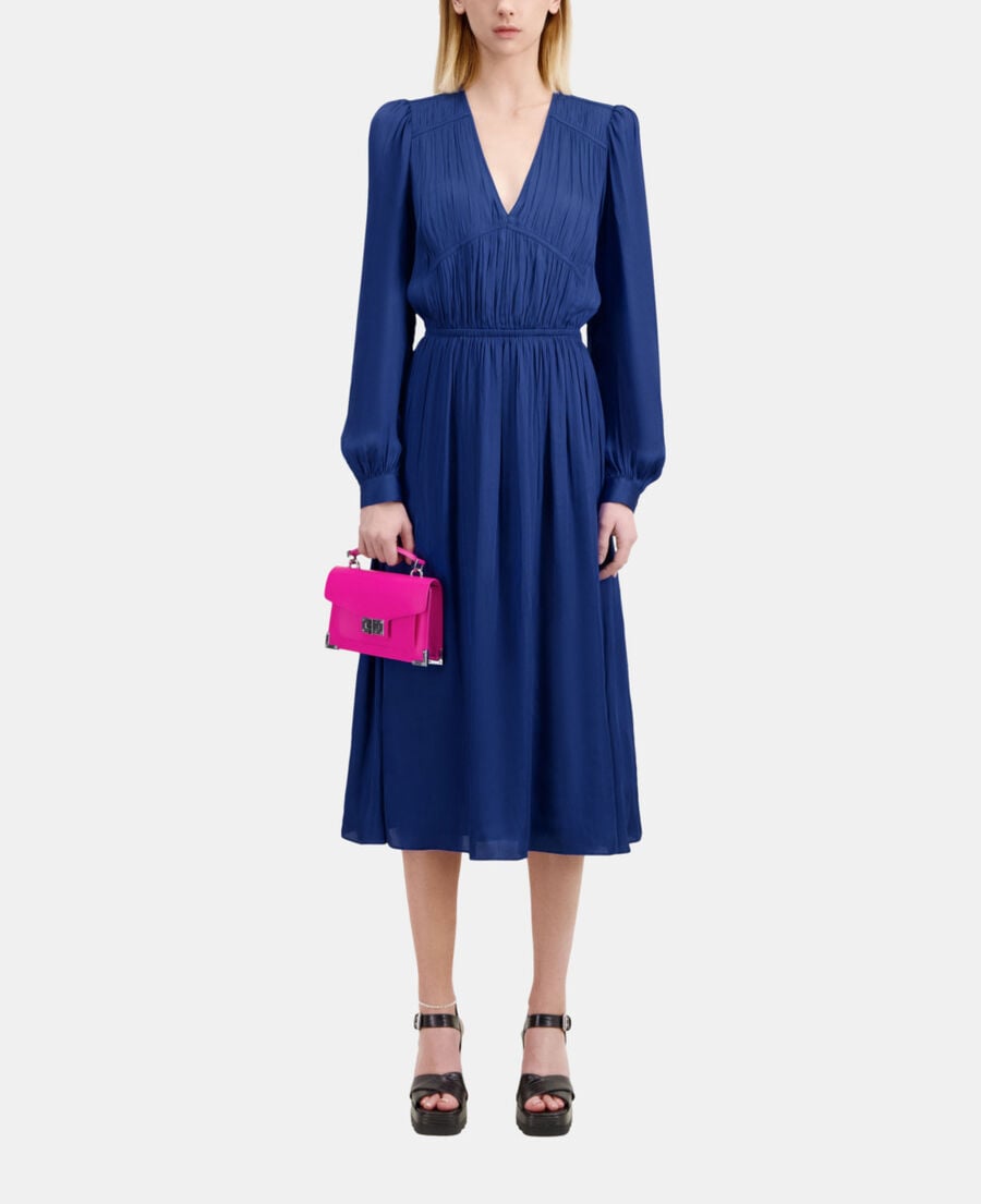 The Kooples FEMME ROYAL BLUE robe longue plissée bleue