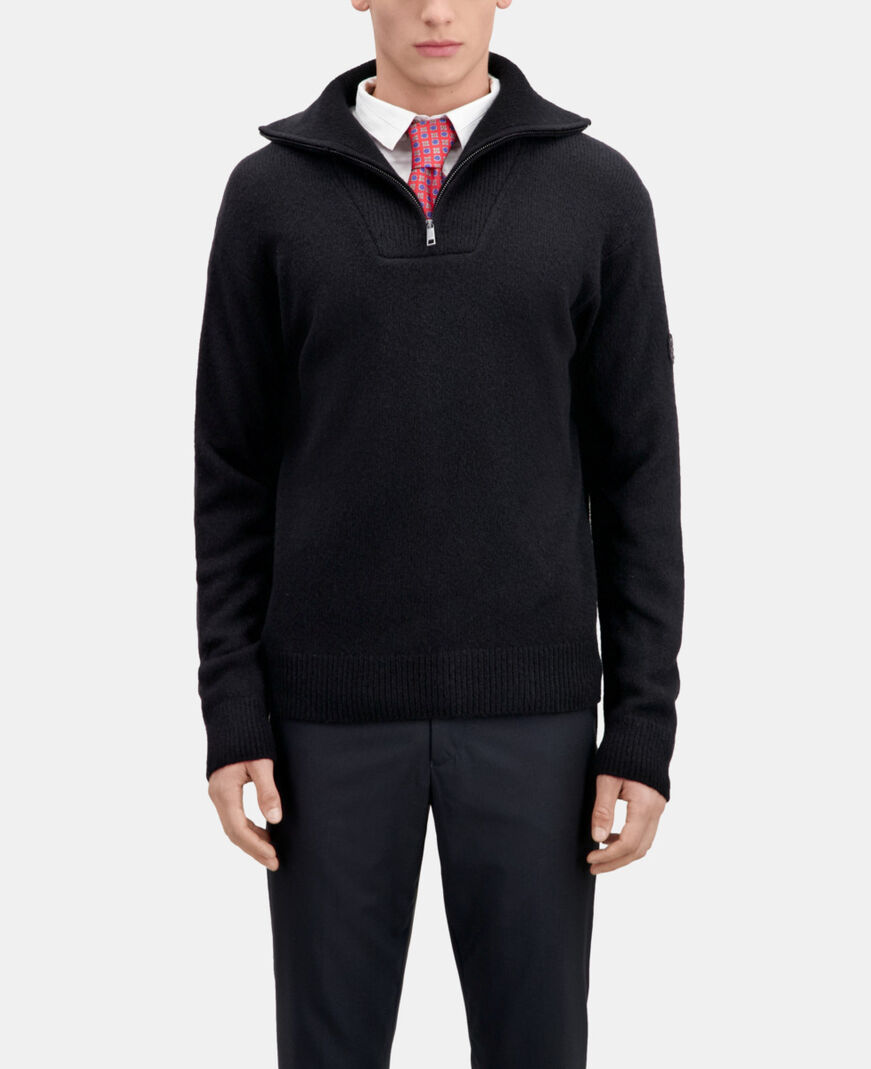The Kooples HOMME BLACK pull en laine mélangée avec zip noir