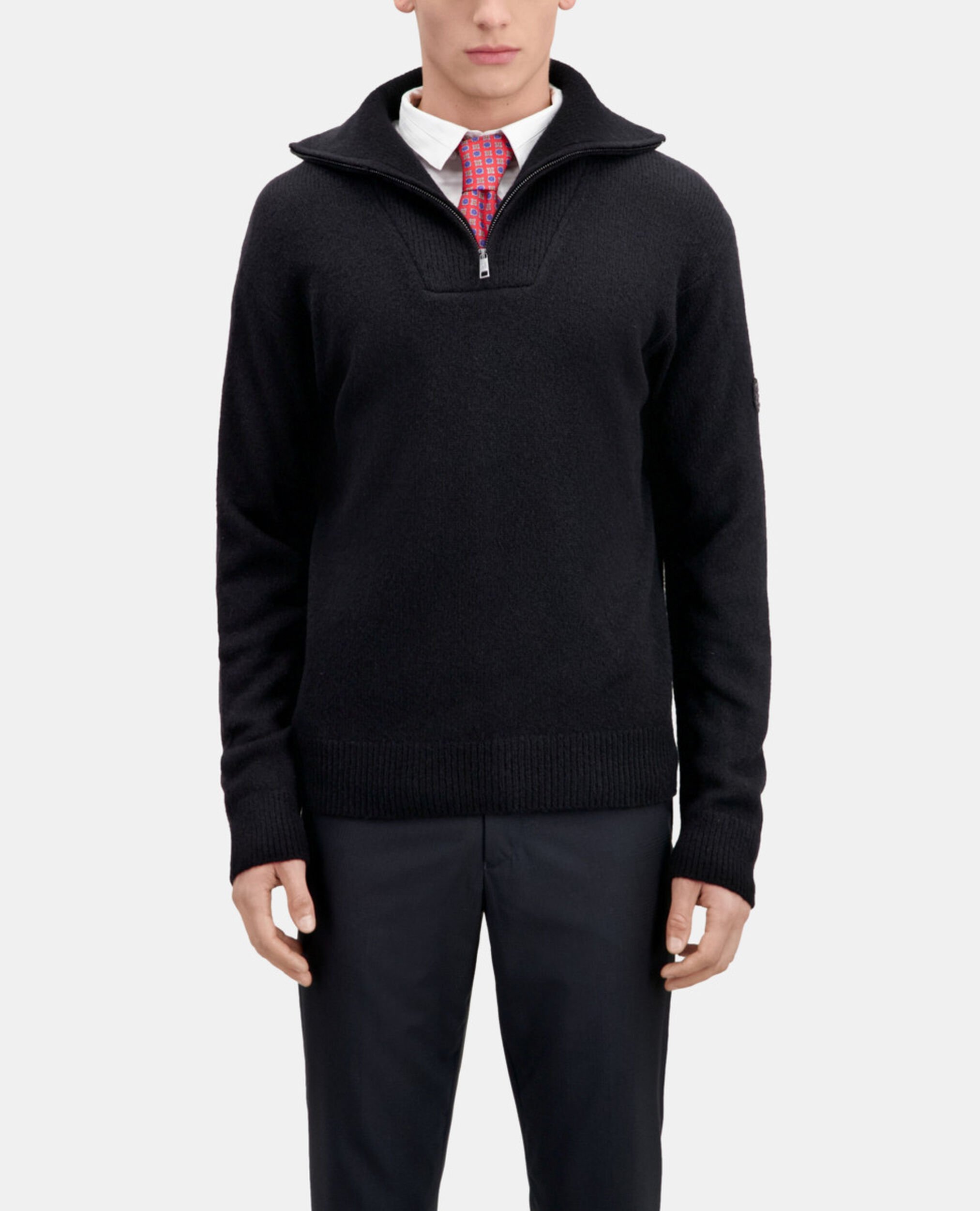 Black wool and alpaga blend sweater, BLACK, hi-res image number null