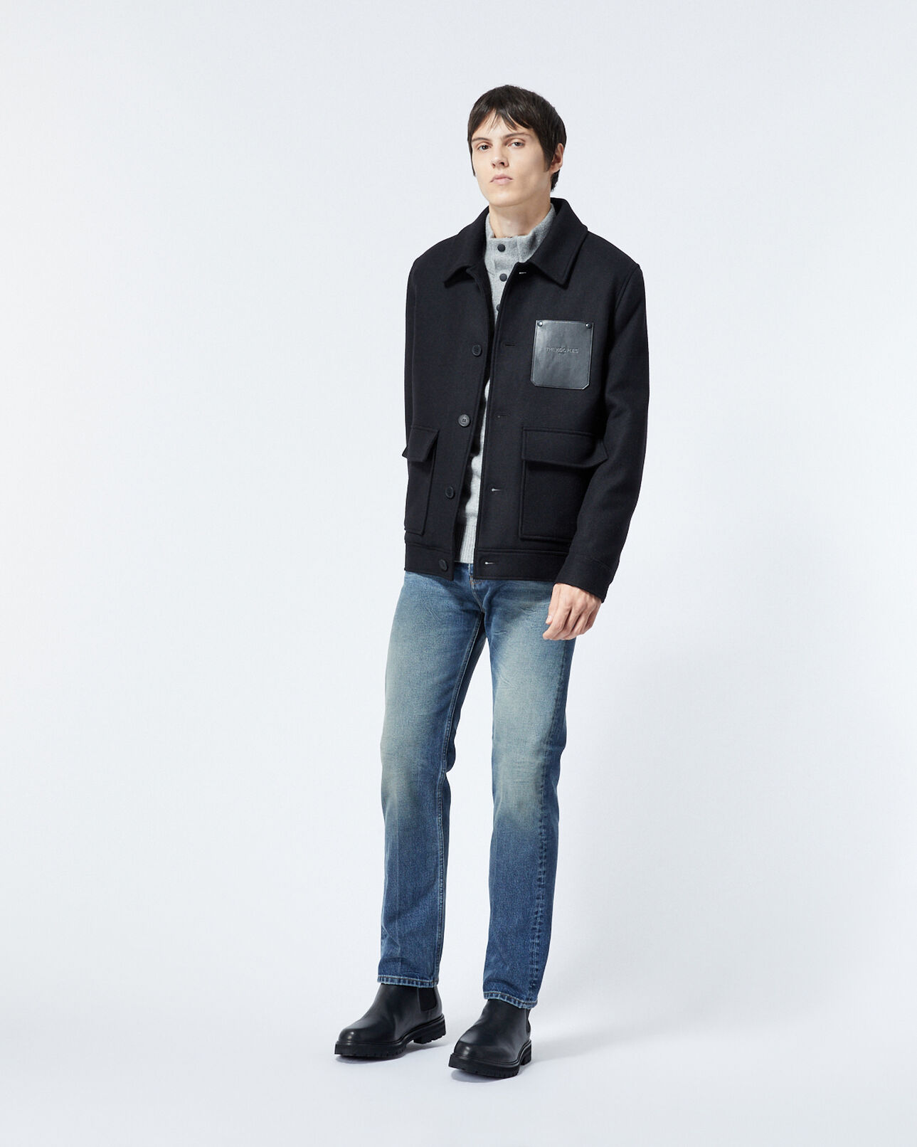 The Kooples HOMBRE BLACK chaqueta lana negra bolsillo pecho