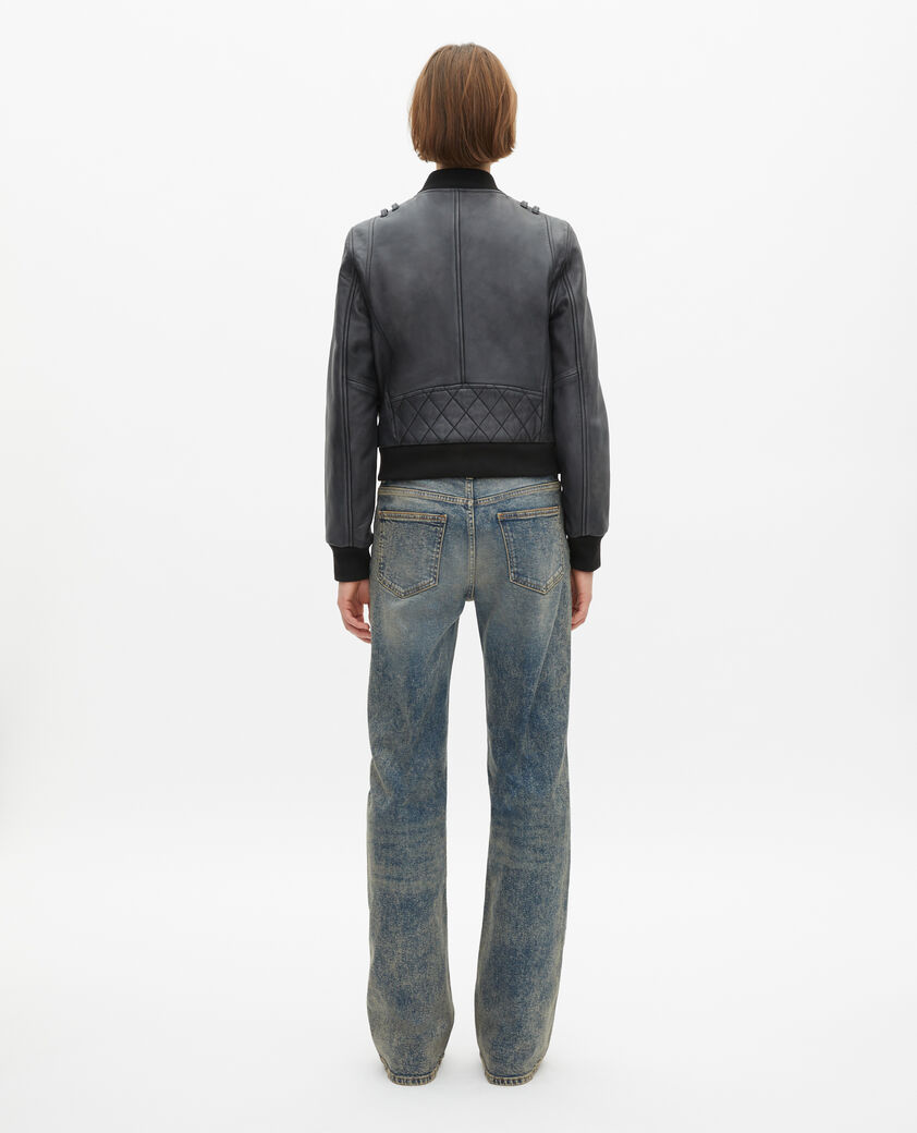 The Kooples WOMEN BLACK WASHED black vintage effect leather jacket