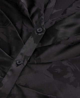 The Kooples FEMME BLACK robe noire mi-longue à fleurs avec fronces