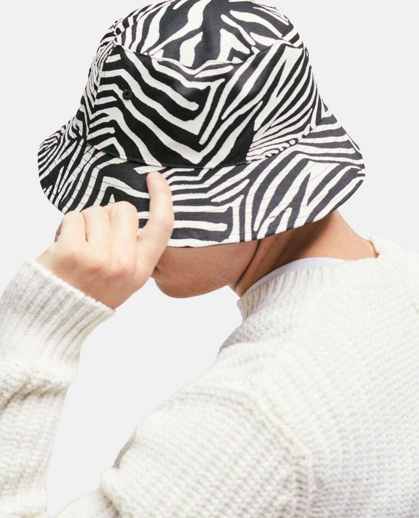 The Kooples MIXED BLACK WHITE reversible zebra-print bucket hat