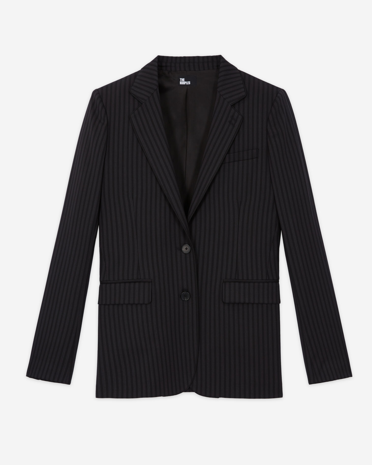 Striped wool suit jacket, BLACK GREY, hi-res image number null