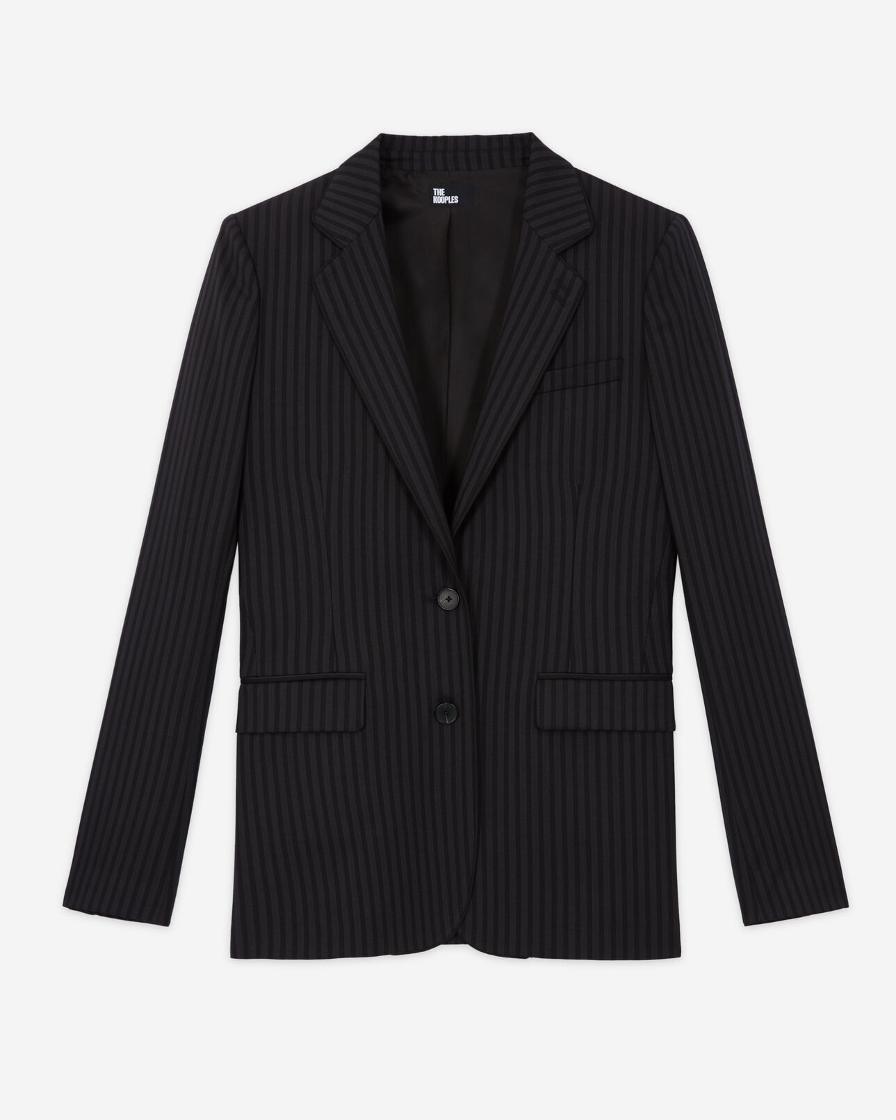 The Kooples FEMME BLACK GREY veste de costume en laine à rayures