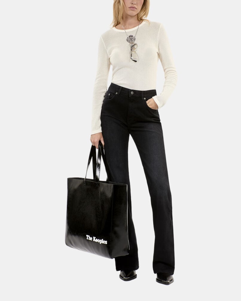 The Kooples WOMEN BLACK WASHED black flare jeans