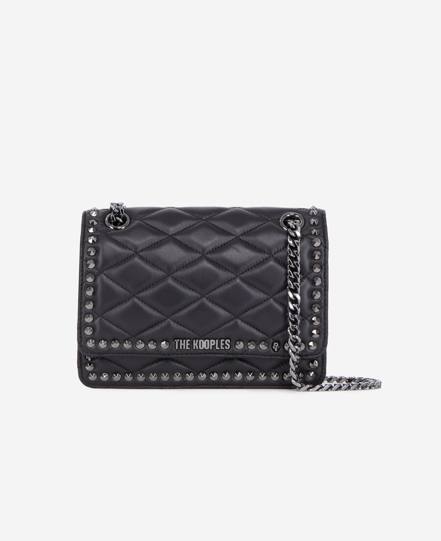 더 쿠플스 The Kooples Sac Joy en cuir matelasse noir avec chaine,BLACK