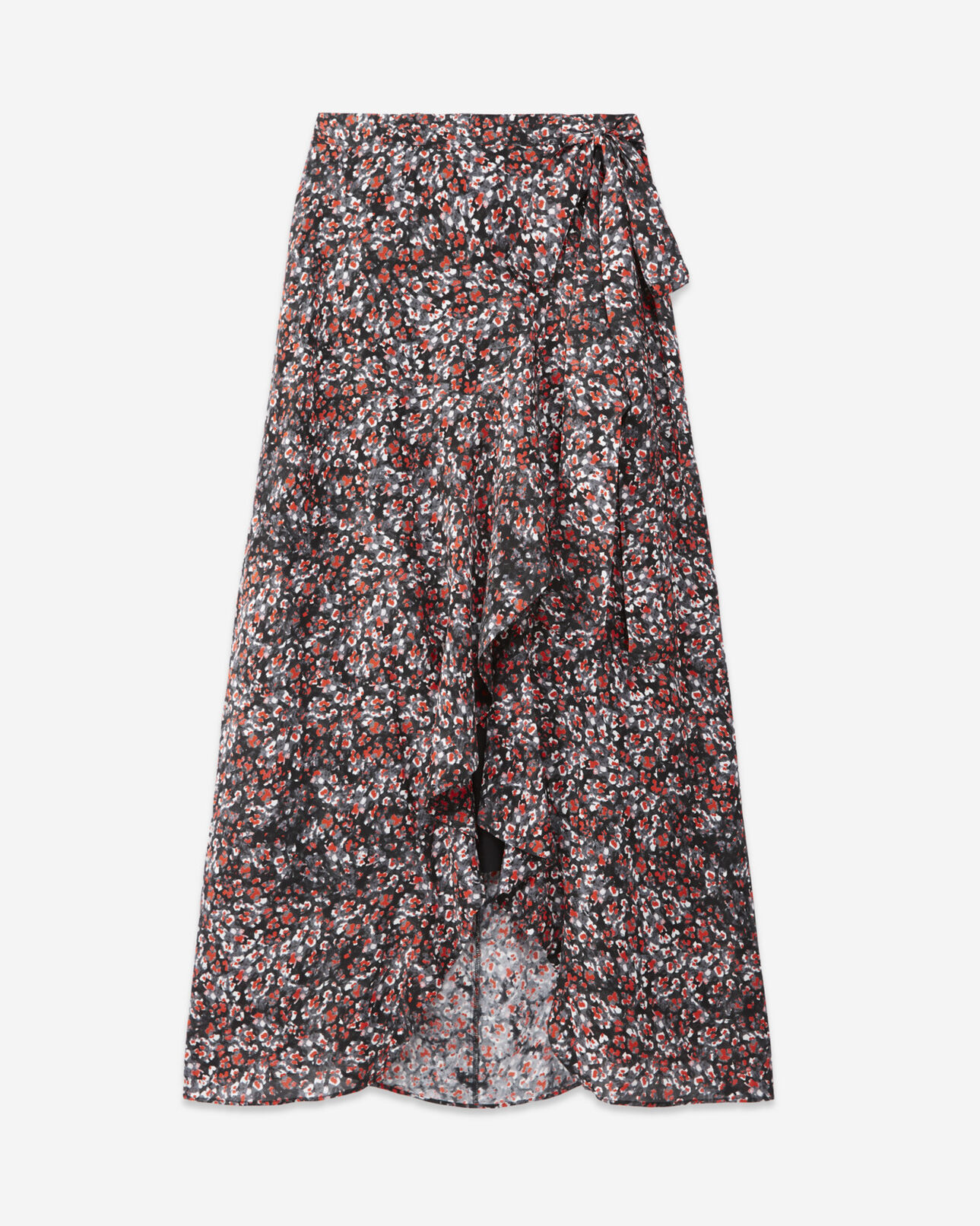 The Kooples FEMME BLACK - RED jupe longue imprimé fleuri