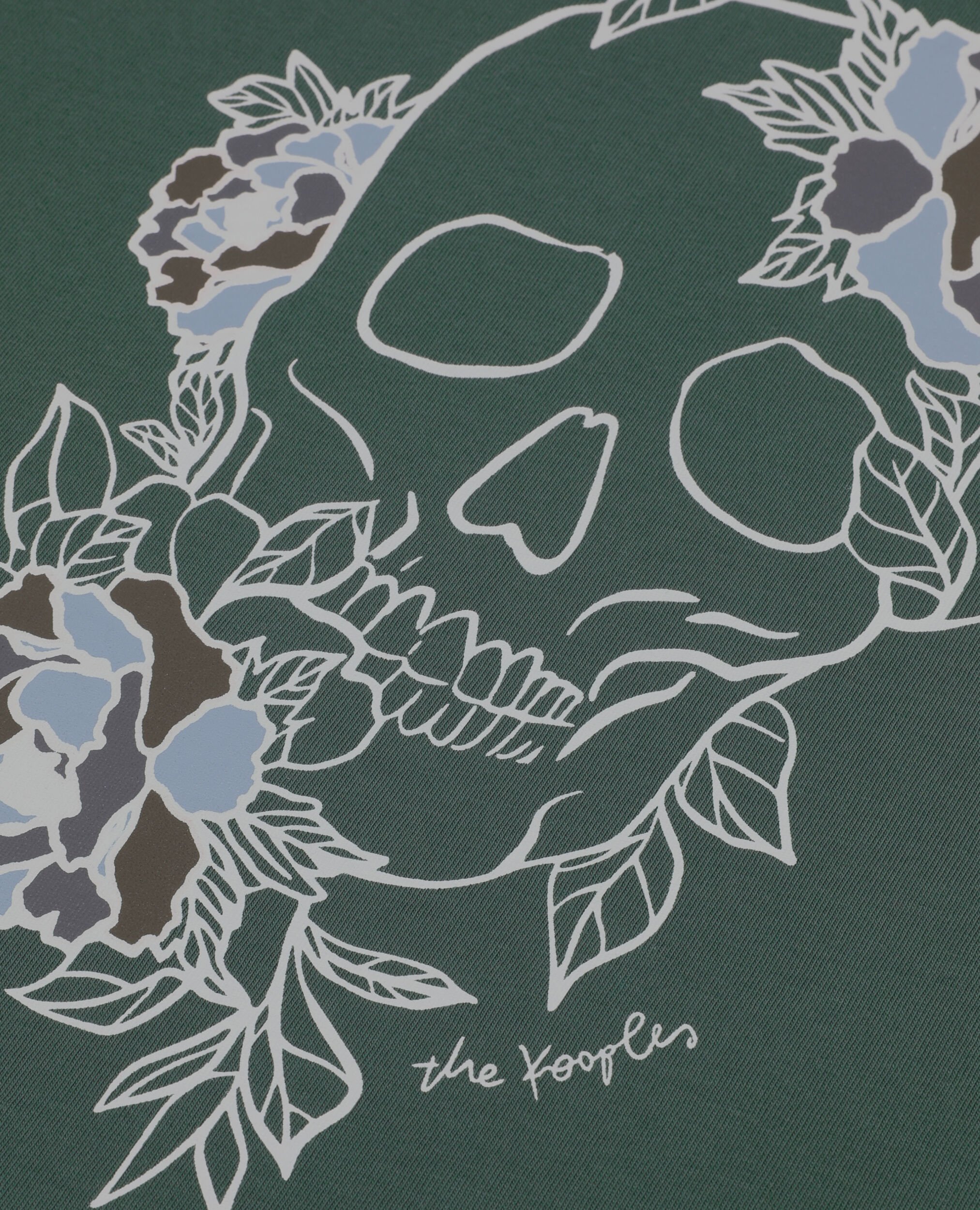 Men's green t-shirt with Flower skull serigraphy, FOREST, hi-res image number null